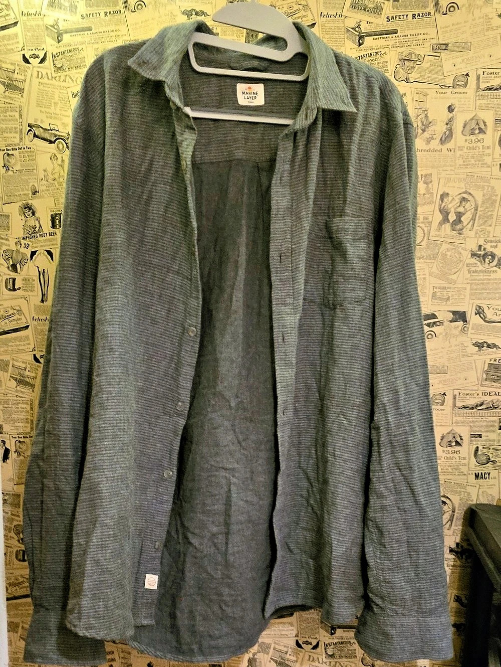 Marine Layer Striped Button Down in Gray Like New